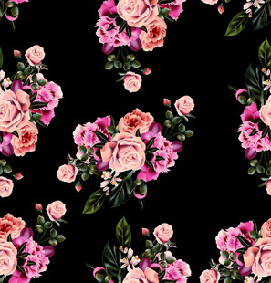 黑色底花卉图案设计素材