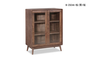 复古木质双门玻璃展示柜
