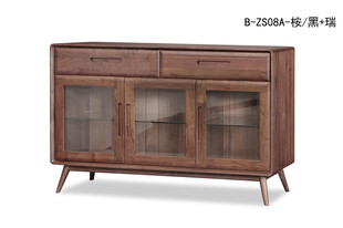 复古木质玻璃门餐边柜