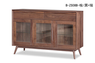 复古木质玻璃门餐边柜