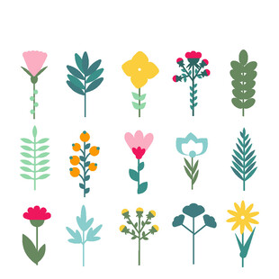 多彩手绘花卉植物图案集