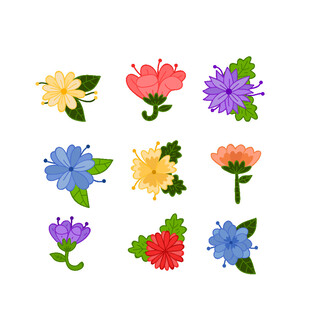 多彩花卉矢量插画图案