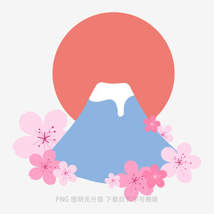 富士山与樱花的唯美景象