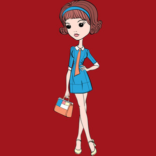时尚女孩手提包造型展示
