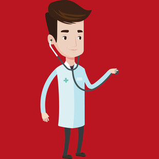 卡通医生形象展示听诊器