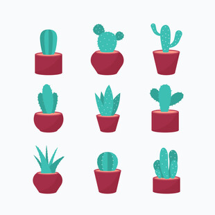 可爱盆栽仙人掌插画集合