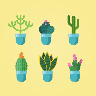 可爱盆栽插画