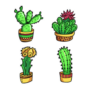 可爱手绘仙人掌盆栽组图