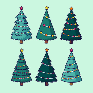 多彩圣诞树图案设计