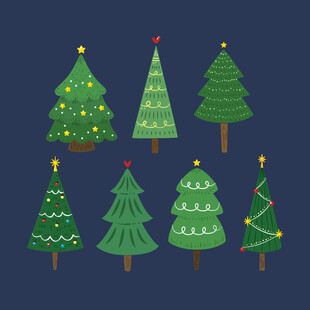 多样圣诞树插画