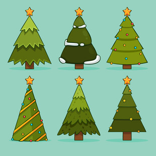 多彩圣诞树矢量插画素材