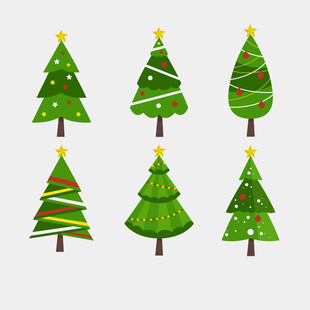 六款卡通风格圣诞树设计