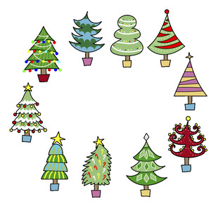 多彩圣诞树矢量装饰图案