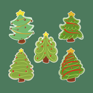 圣诞树形饼干贴纸