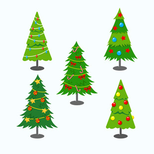 多彩圣诞树插画集合