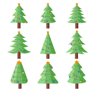 多样装饰圣诞树集合