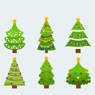 多彩圣诞树矢量插画