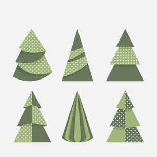 多样绿色圣诞树图案设计