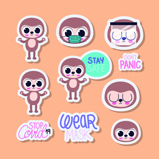 可爱卡通动物贴纸集合