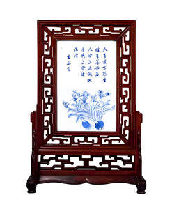 水仙 中式青花瓷屏风