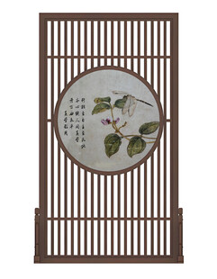 中式花鸟画屏风