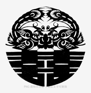 中式传统双喜龙凤图案