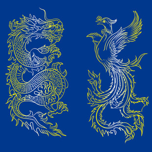 龙凤刺绣图案