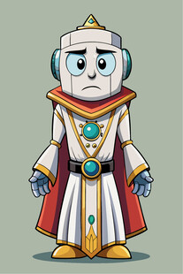 卡通风格的机器人魔法师