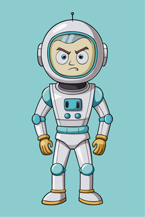 愤怒的卡通宇航员形象