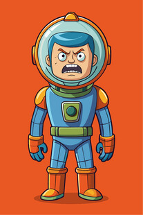 愤怒的卡通宇航员形象