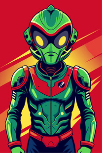 绿色科幻风外星战士形象