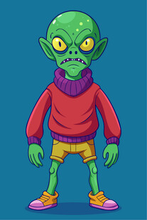 绿色外星卡通人物形象