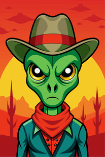 西部风外星牛仔形象