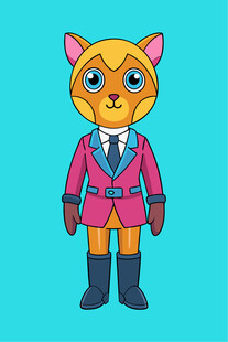 穿西装的卡通小猫形象