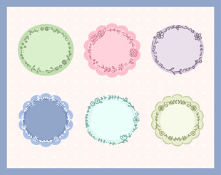 多彩圆形花边图案设计