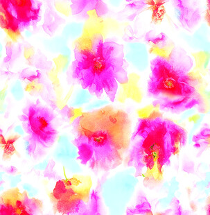 缤纷梦幻花卉水彩图案数码印花