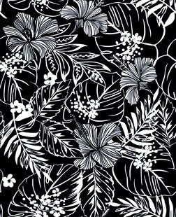 黑白花卉植物图案纹理数码印花