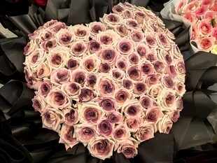 心形粉紫花朵组合