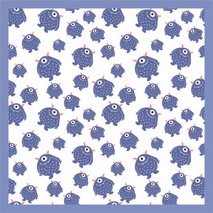 蓝色猫头鹰图案布料