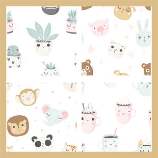 可爱动物卡通图案背景
