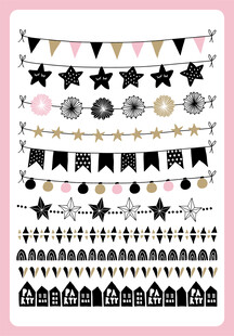 可爱黑白派对装饰元素