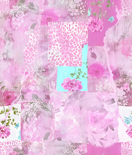 粉色花卉拼接图案素材