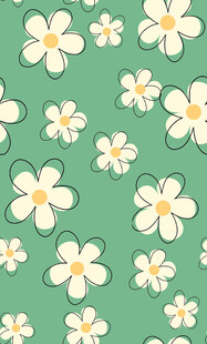 清新绿色雏菊背景图案