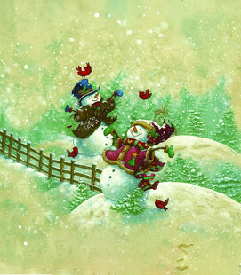 冬日雪中小动物欢乐场景