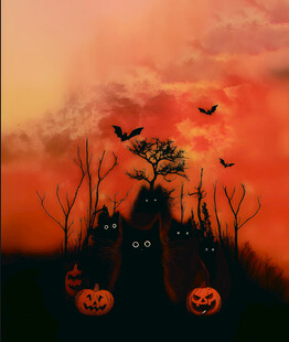 万圣节黄昏下的鬼魅场景