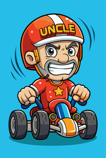 卡通大叔驾驶迷你赛车
