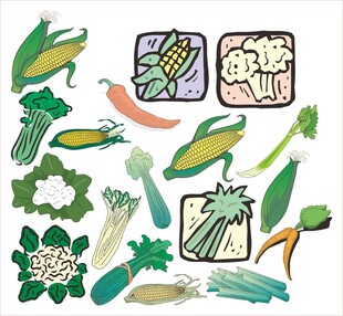 卡通蔬菜 手绘蔬菜 矢量蔬菜 