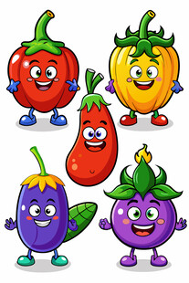可爱蔬菜卡通形象集合