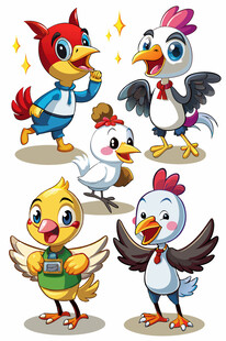 可爱卡通鸡家族形象