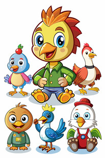 可爱卡通小鸡与伙伴们